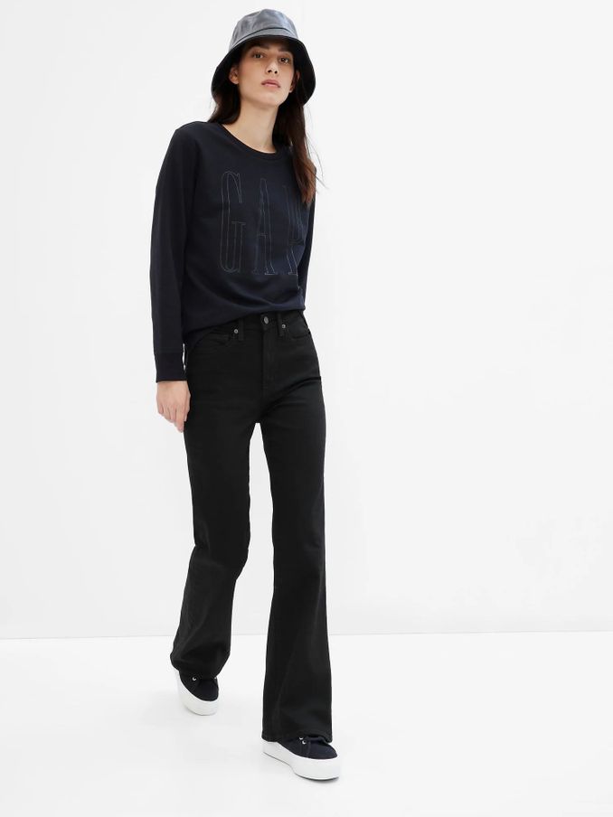 Black High Waisted Stretch 70s Flare Jeans (K27207) | £50
