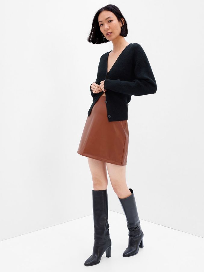 Brown Faux-Leather Mini Skirt (K27321) | £8