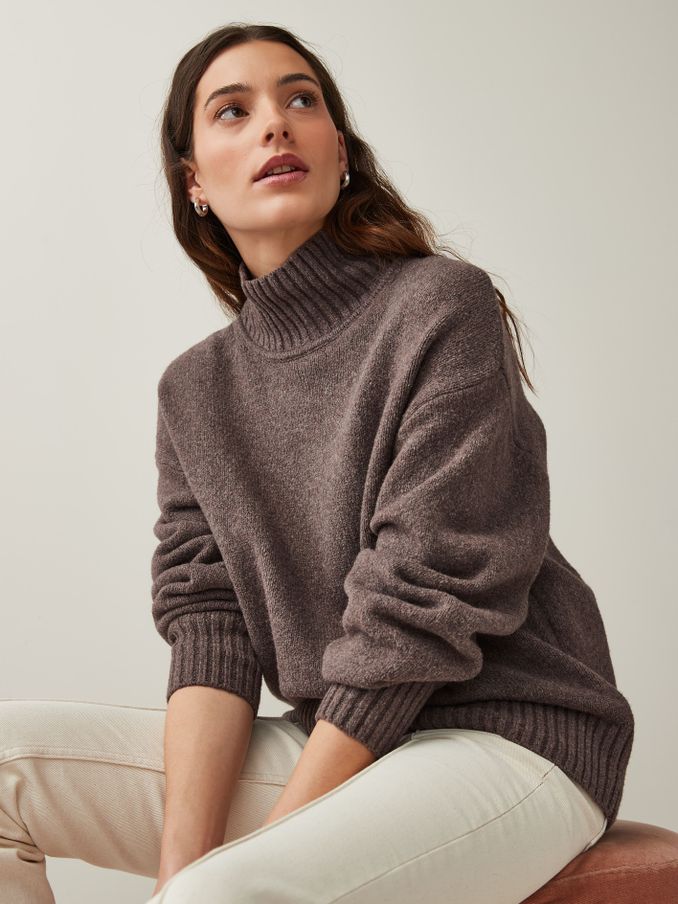 Brown Mockneck Jumper (K27619) | £28