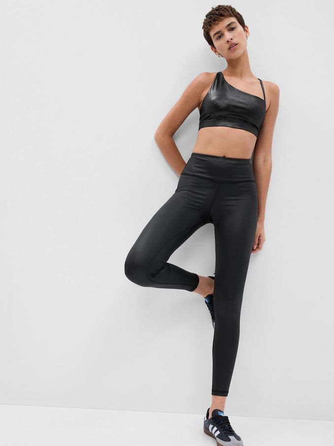 Black Leather Power Full Length Leggings (K27628) | £22