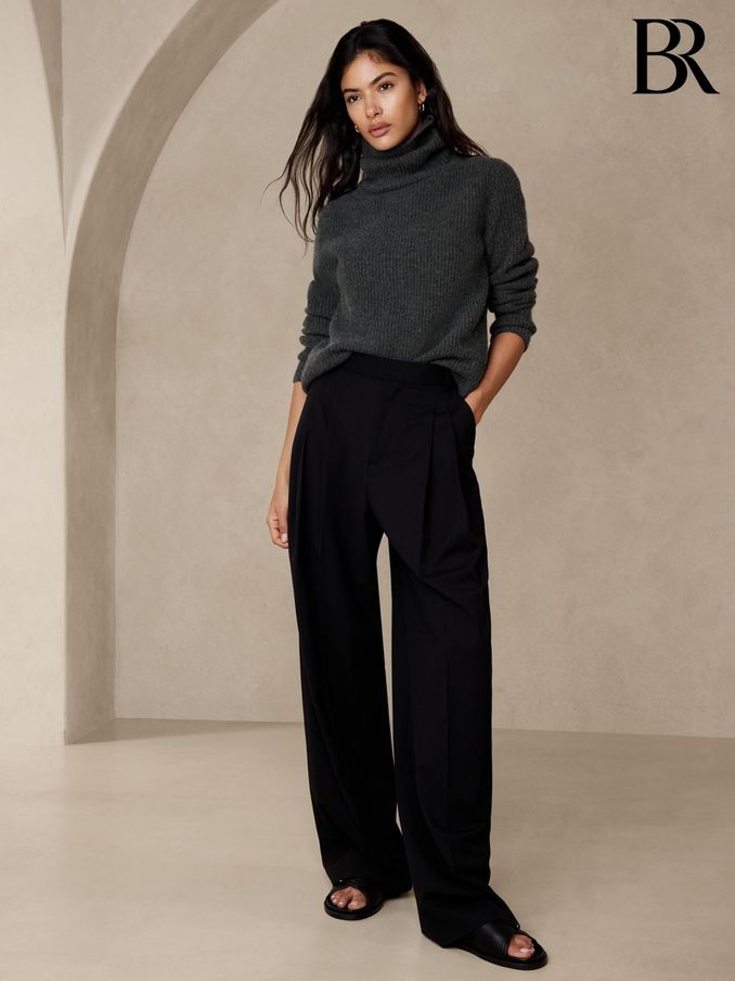 Banana Republic Grey Chiara Cashmere Turtleneck Jumper (K29402) | £215