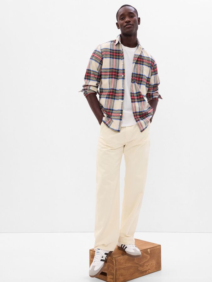 Red & White Plaid Organic Cotton Flannel Shirt (K29594) | £10