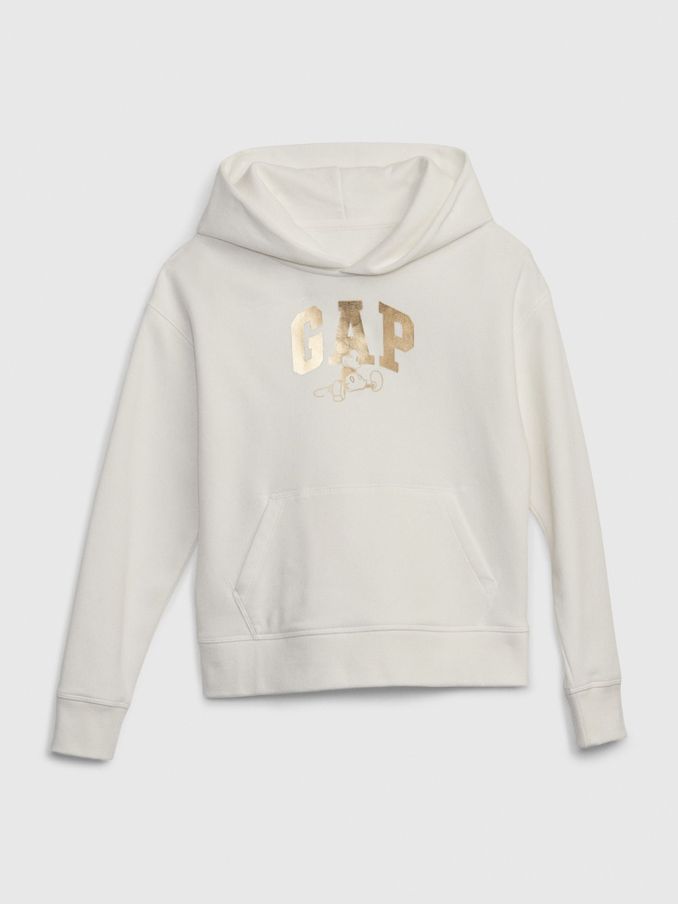 White and Gold Metallic Disney Mickey Mouse Graphic Hoodie (K29726) | £21