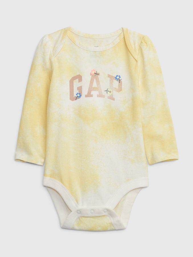 Yellow Tie Dye Tie Dye Logo Long Sleeve Baby Bodysuit (K30566) | £4