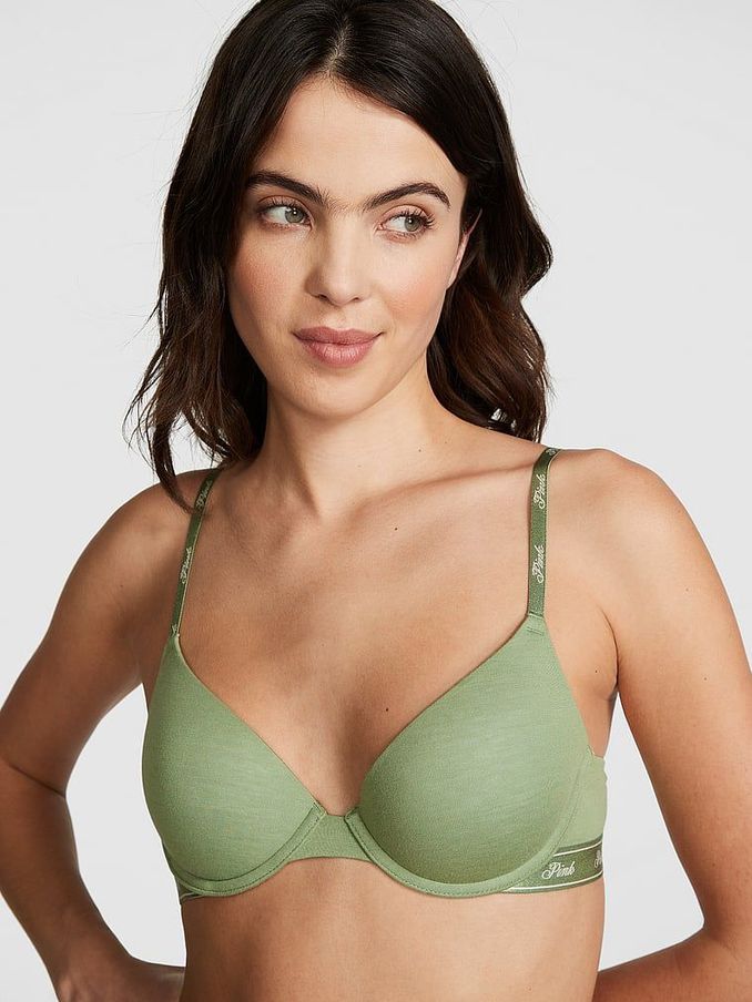 Green Wild Grass Push Up Cotton Logo Bra (K30938) | £11