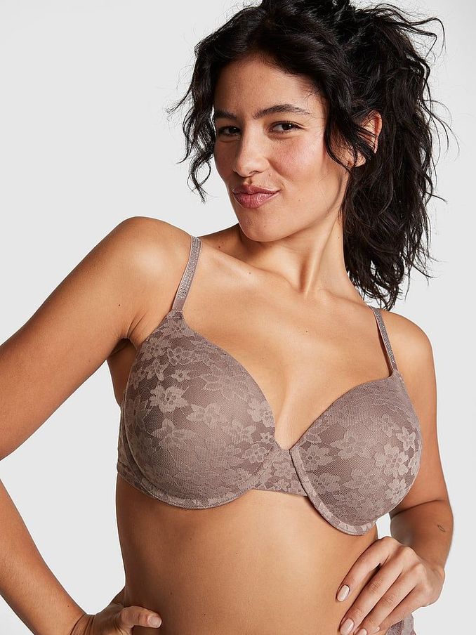 Iced Coffee Brown Shine Strap Lace Lightly Lined Bra (K30953) | £14