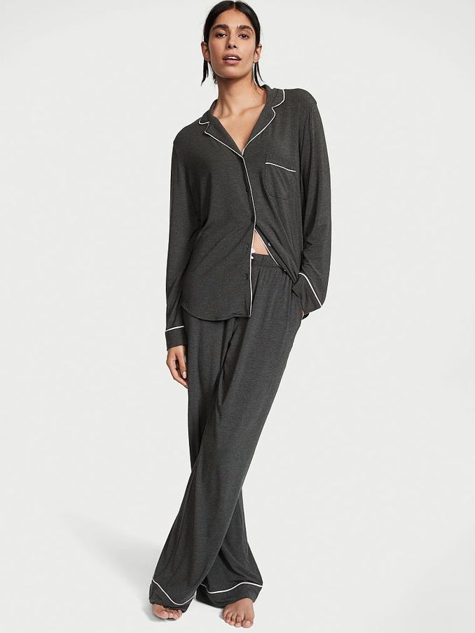 Charcoal Grey Modal Long Pyjamas (K31742) | £29
