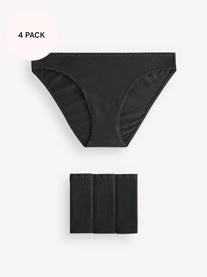 Black Bikini Logo 4 Pack Knickers (K32057) | £20