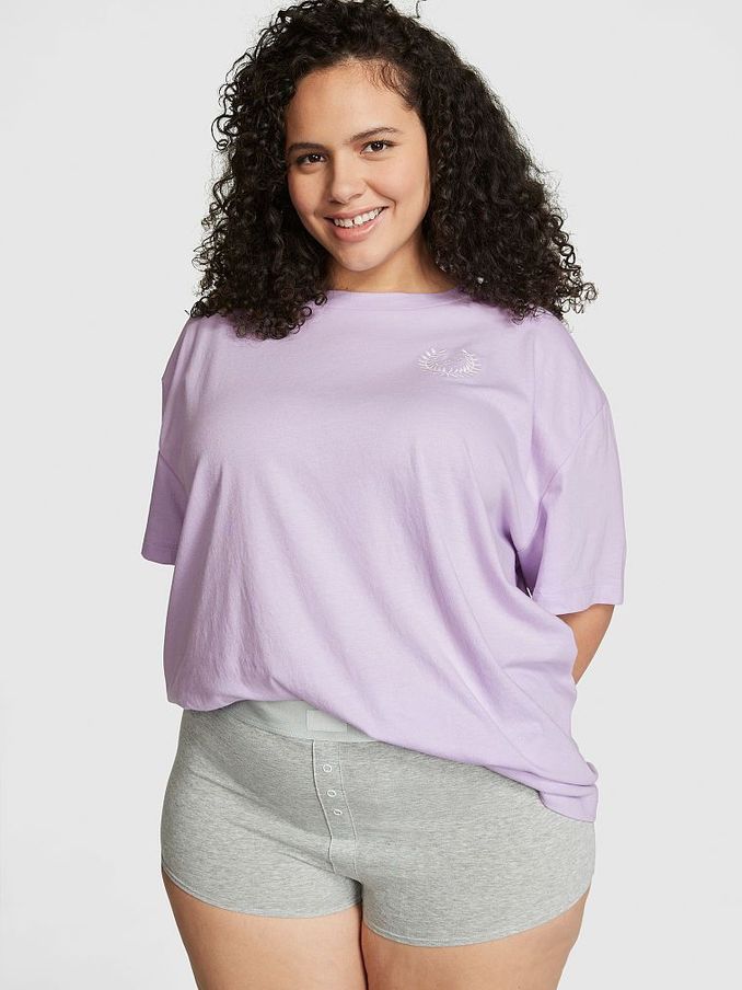 Purple Pastel Lilac Cotton Oversized Pyjama T-Shirt (K32204) | £20