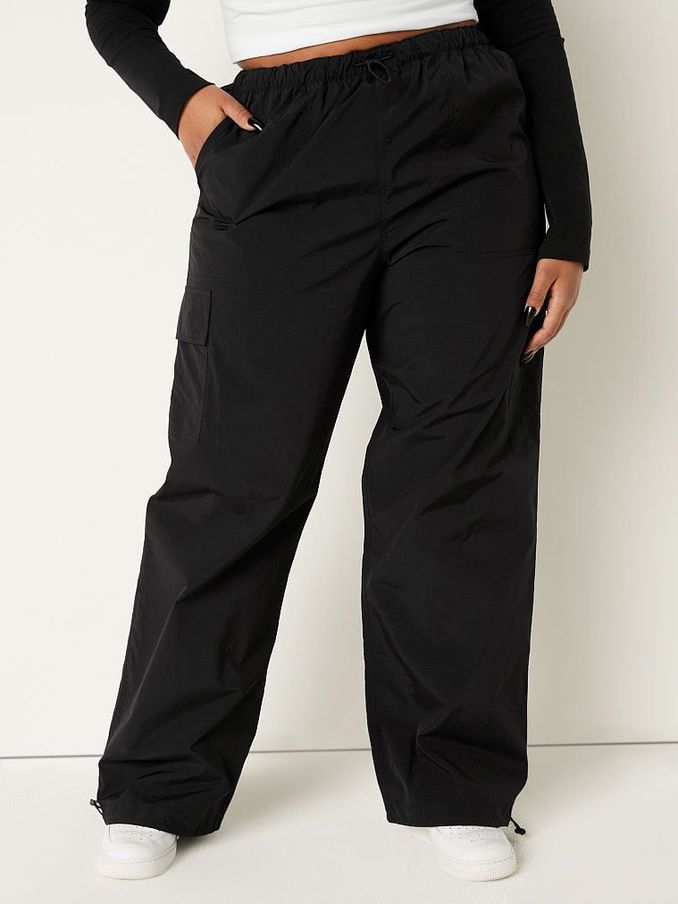 Pure Black Parachute Pants (K32293) | £16
