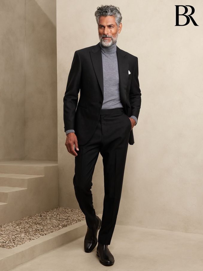 Banana Republic Black Barathea Tuxedo Trousers (K32443) | £195