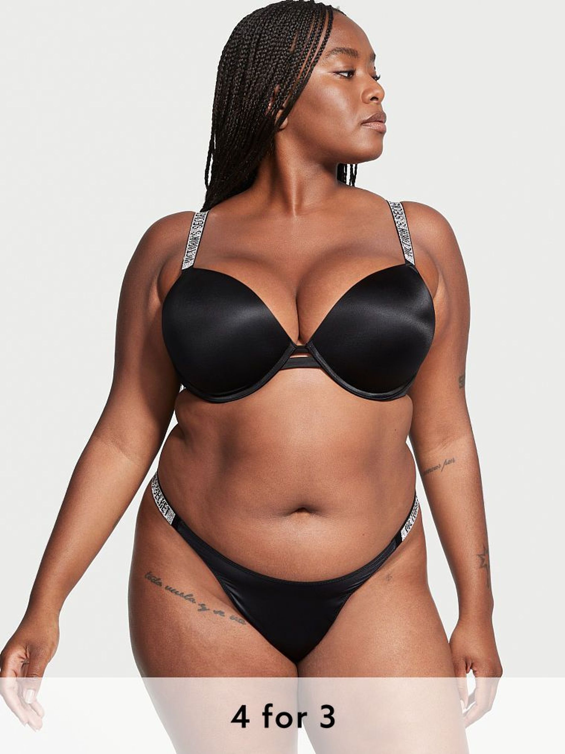 Black Thong Shine Strap Knickers (K33448) | £20