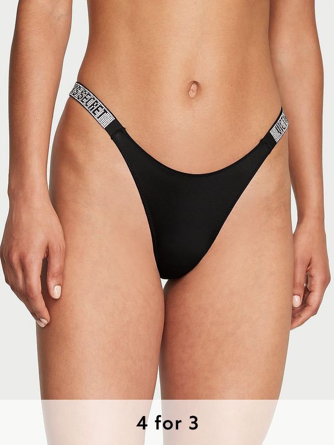 Black Brazilian Shine Strap Knickers (K33529) | £20