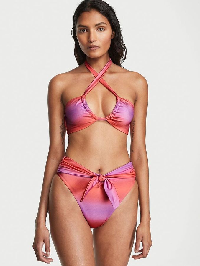 Sunset Ombre Red Halter Bikini Top (K34857) | £12