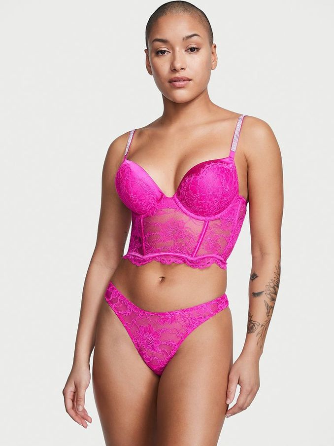 Fuchsia Frenzy Pink Shine Strap Cutout Back Thong Knickers (K35195) | £10