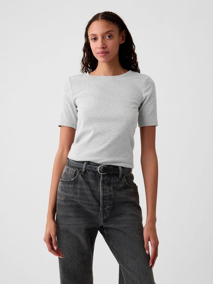Grey Short Sleeve Modern Cotton-Modal Crew Neck T-Shirt (K41231) | £20