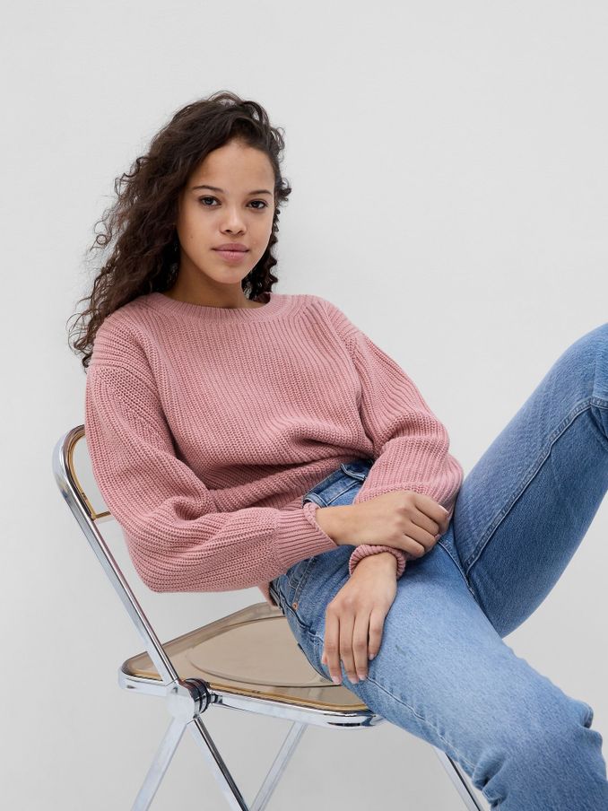 Pink Shaker-Stitch Crewneck Jumper (K41271) | £20