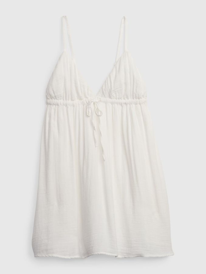 White Gauze Tie-Front Sleeveless Mini Dress (K42104) | £8