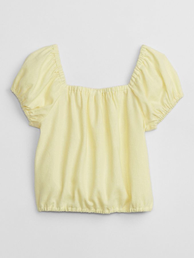 Linen Puff Sleeve Top - Kids (K42159) | £8