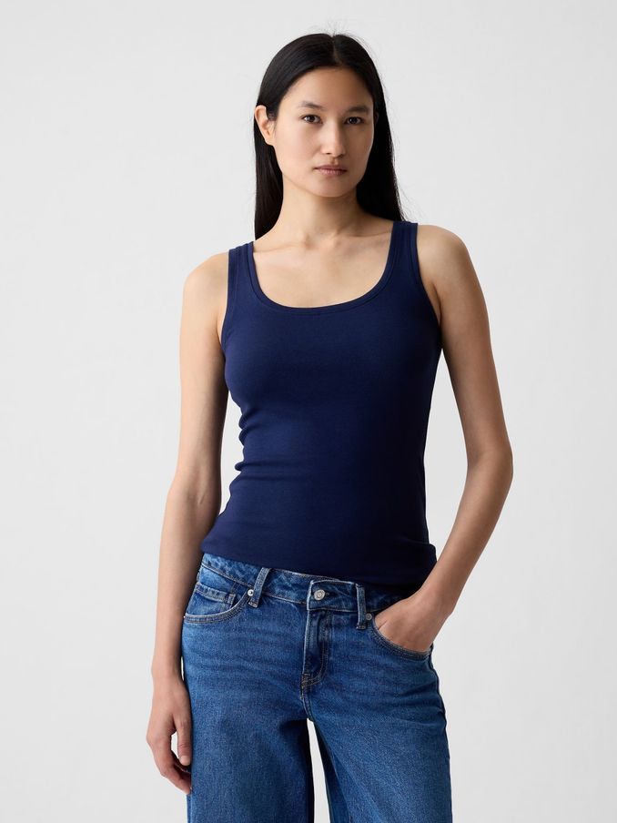 Navy Blue Modern Cotton-Modal Vest (K43848) | £14