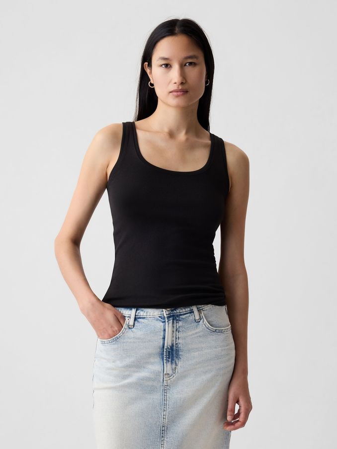 Black Modern Cotton-Modal Vest (K43849) | £14