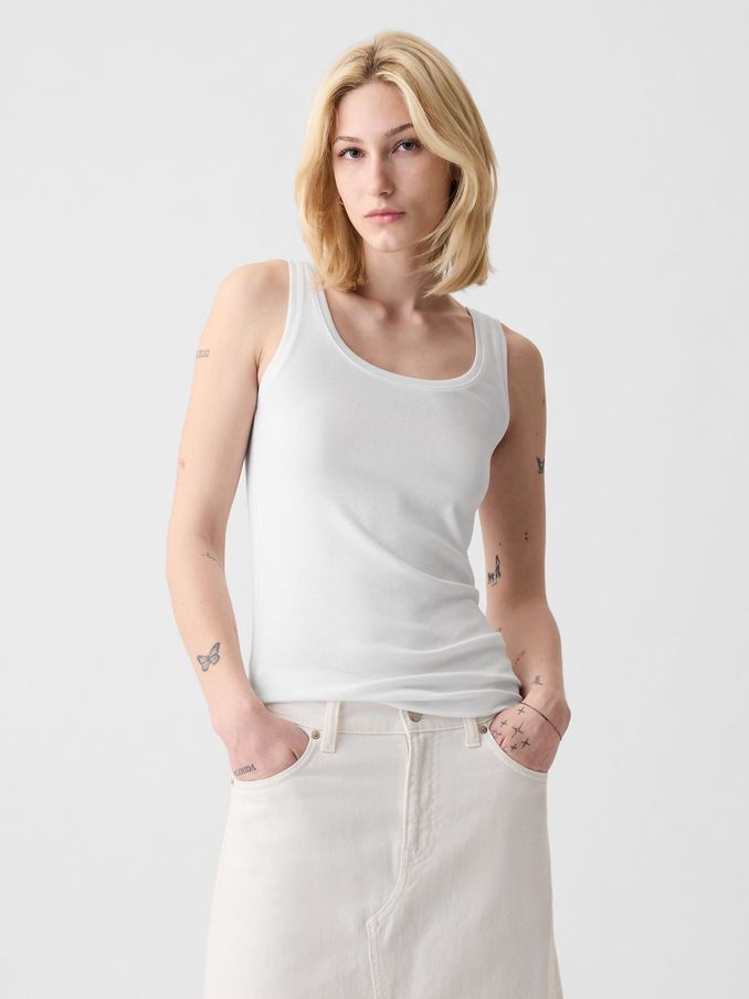 White Modern Cotton-Modal Vest (K43850) | £14