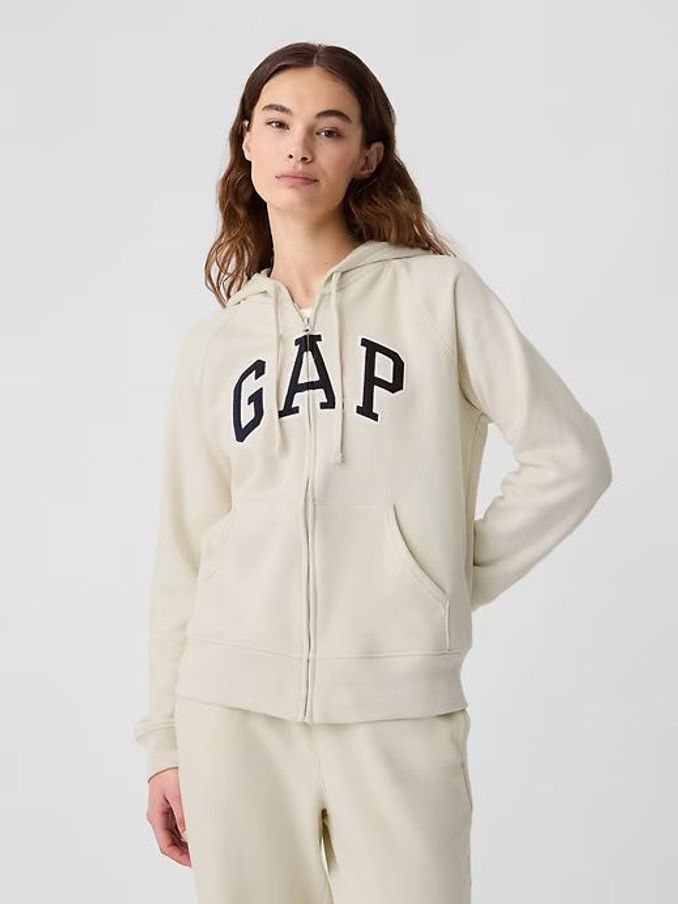 Beige Logo Fleece-Lined Zip Up Hoodie (K43867) | £40