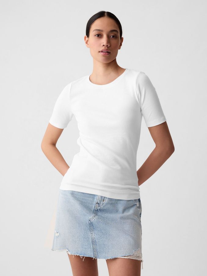 White Short Sleeve Modern Cotton-Modal Crew Neck T-Shirt (K43880) | £20