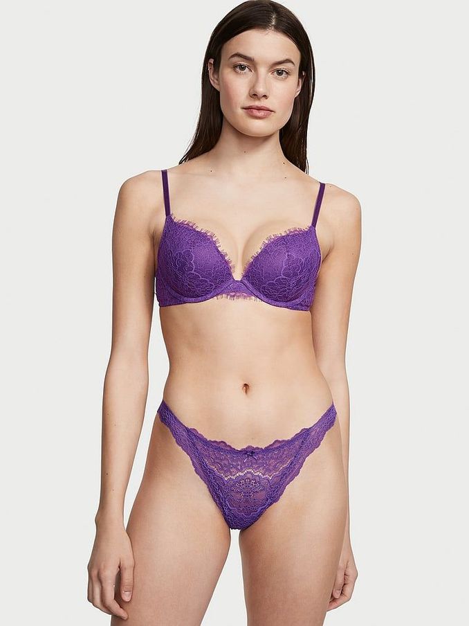 Violetta Purple Lace Thong Knickers (K43904) | £6
