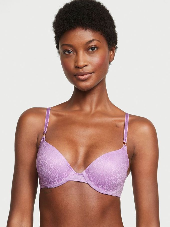 Silky Lilac Purple Lace Icon Push Up Demi Bra (K43996) | £22
