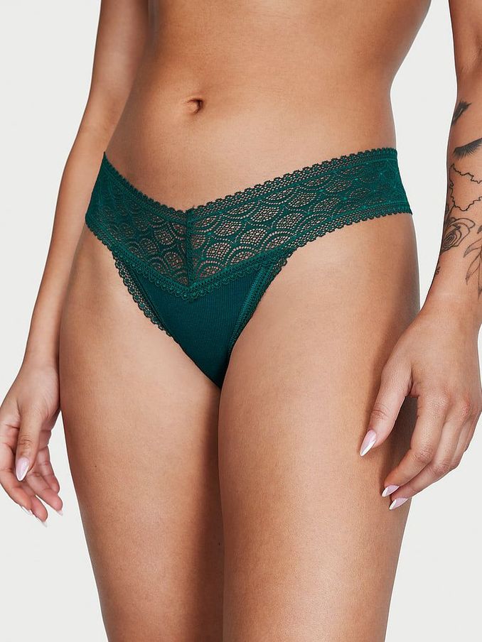 Black Ivy Green Geo Thong Lace Waist Knickers (K44000) | £4