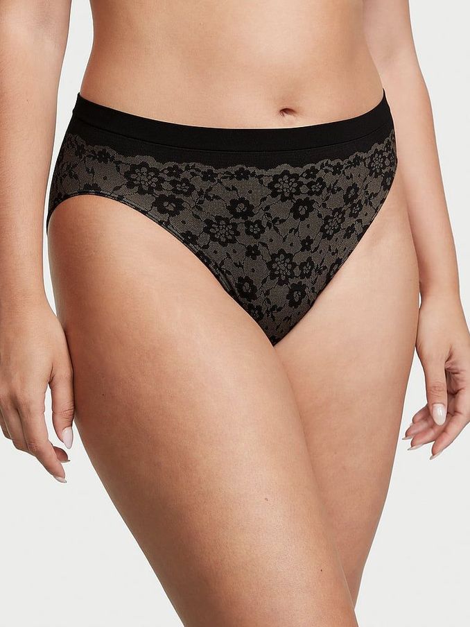 Black Posey Lace Seamless High Leg Brief Knickers (K44010) | £4