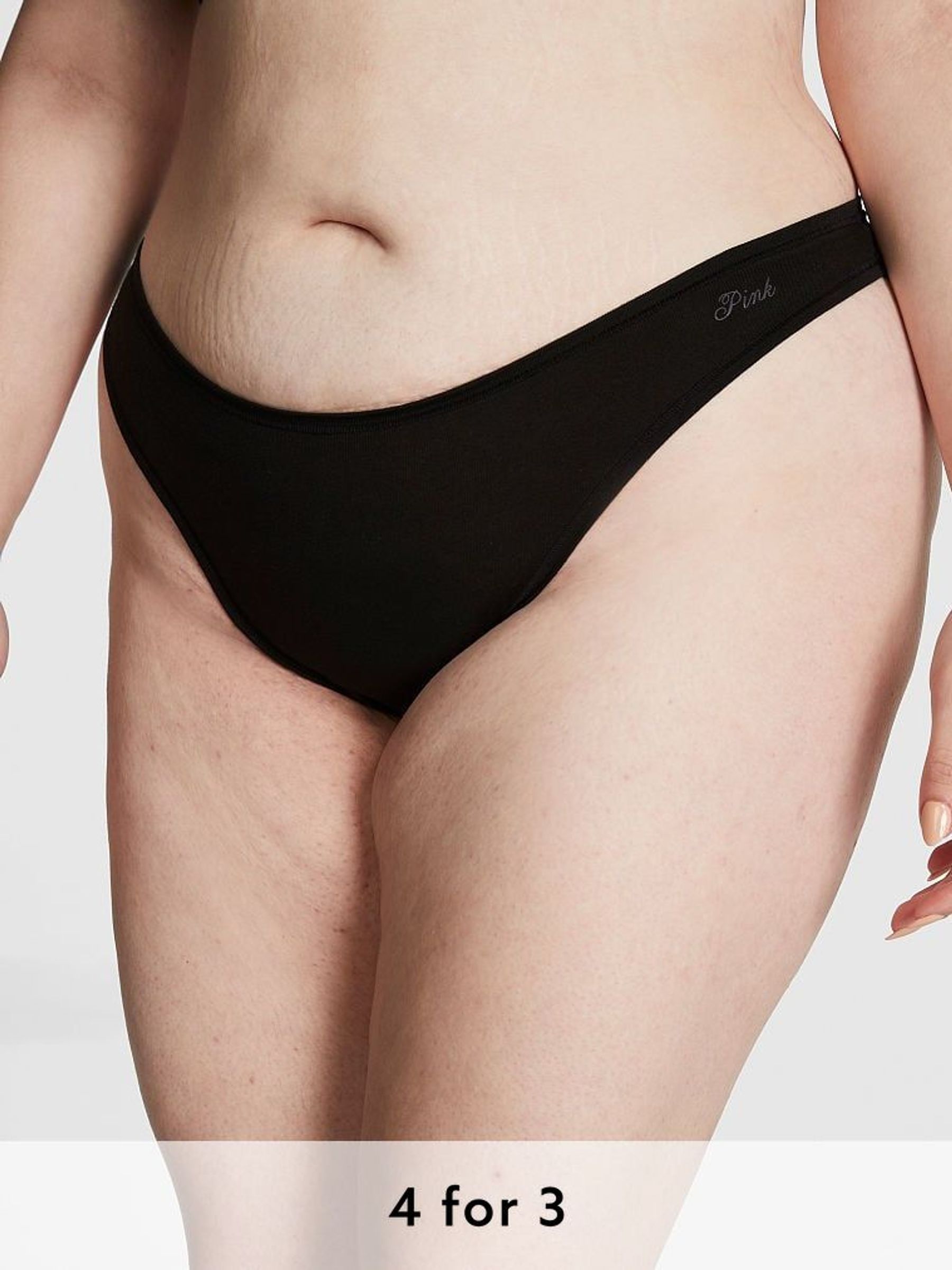 Pure Black Cotton Thong Knickers (K45541) | £9