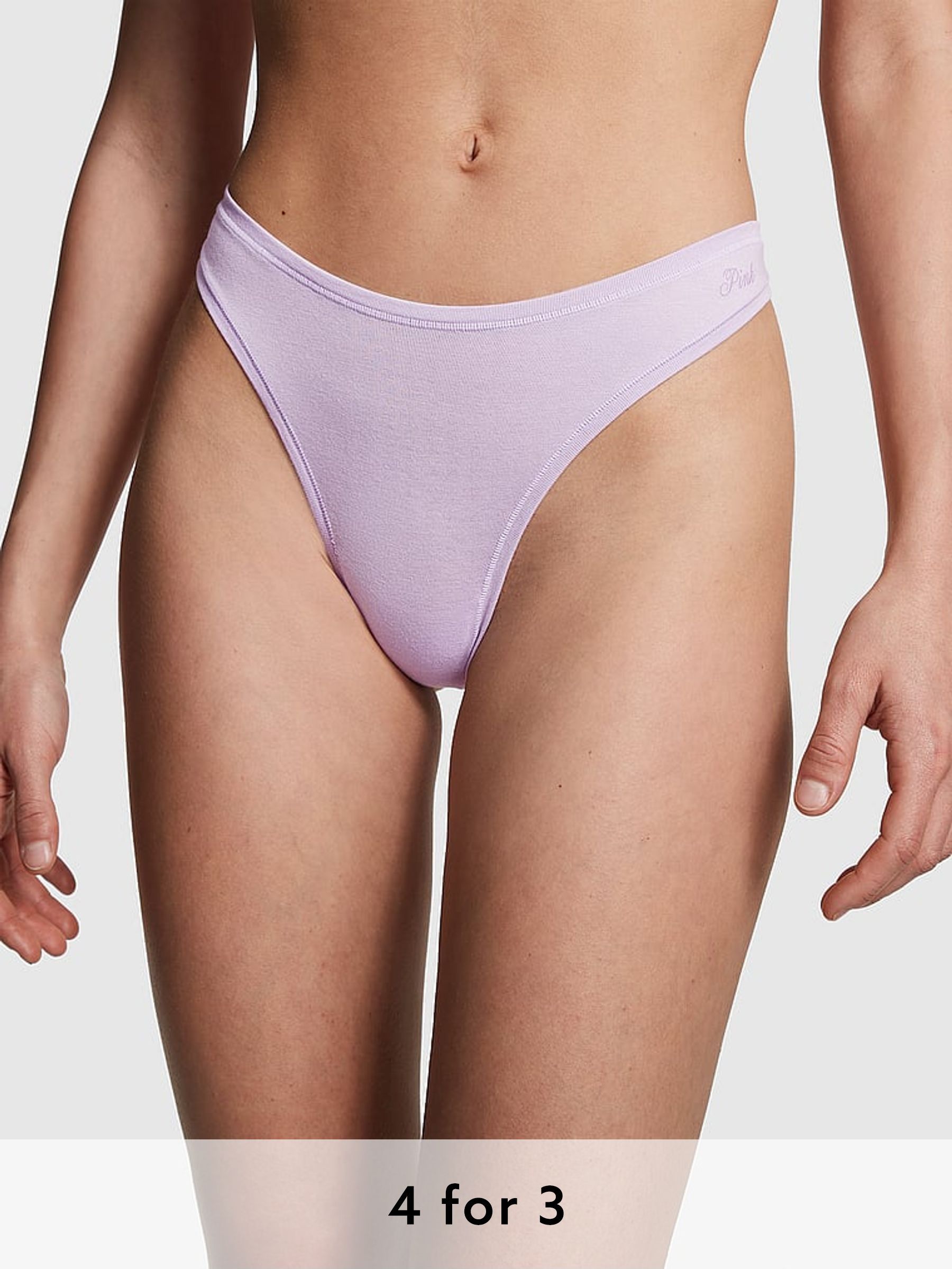 Pastel Lilac Purple Cotton Thong Knickers (K45543) | £9