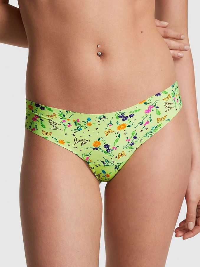Pop Lime Green Floral No-Show Thong Knickers (K51288) | £4