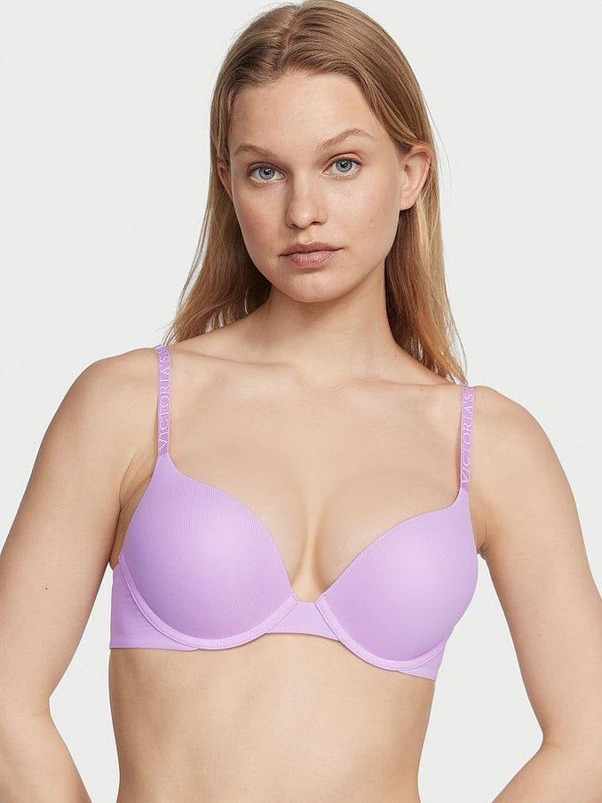 Silky Lilac Purple Rib Micro Add 2 Cups Push Up Bra (K52449) | £18
