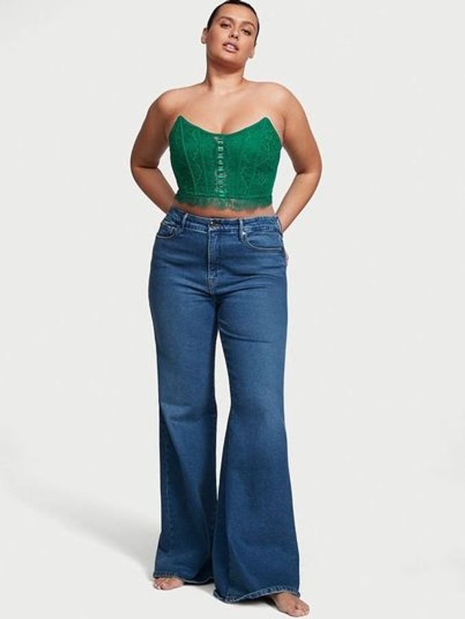 Spruce Green Lace Corset Strapless Corset Top (K52502) | £23