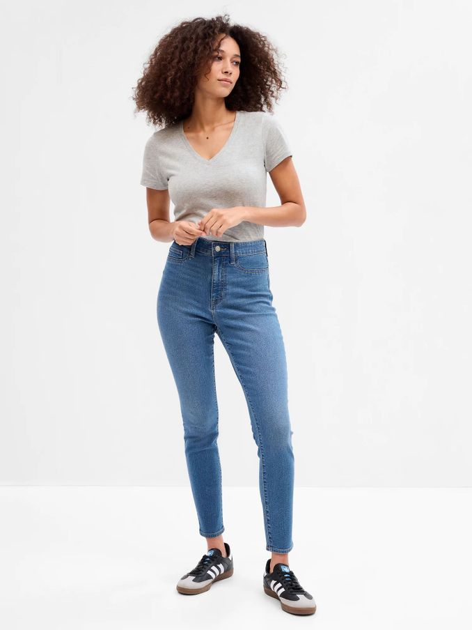 Mid Wash Blue High Waisted Super Stretch Skinny Jeggings (K60969) | £40