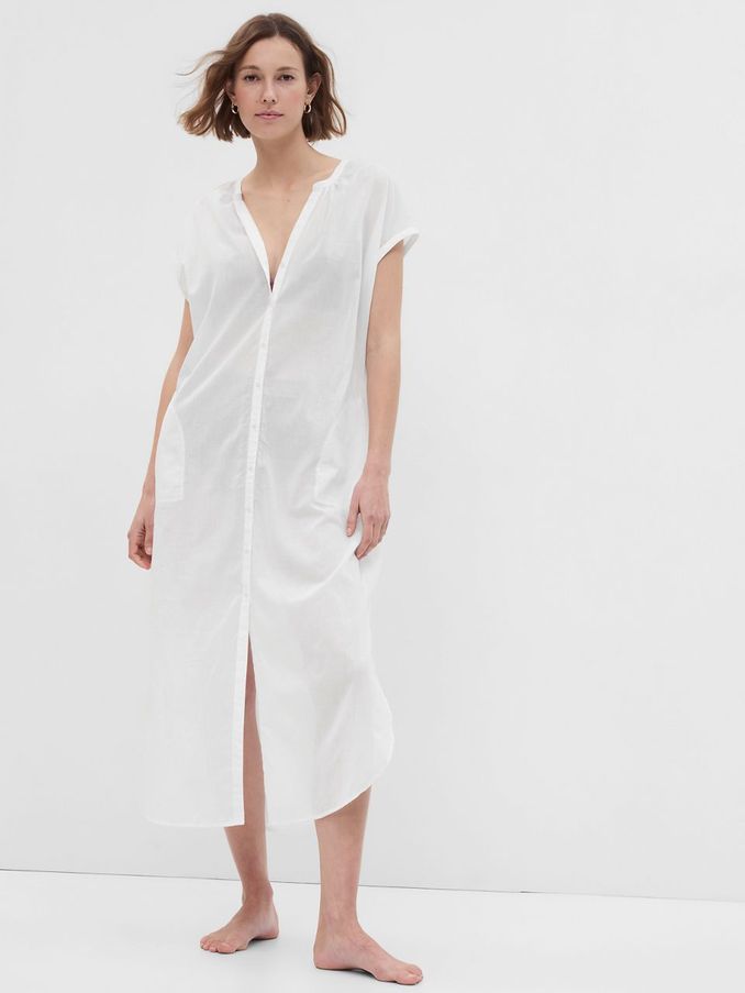 White Voile Dolman Shirt Dress (K61111) | £8