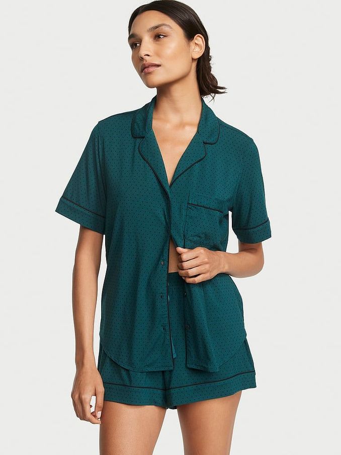 Black Ivy Green Pin Dot Modal Short Pyjamas (K61367) | £27