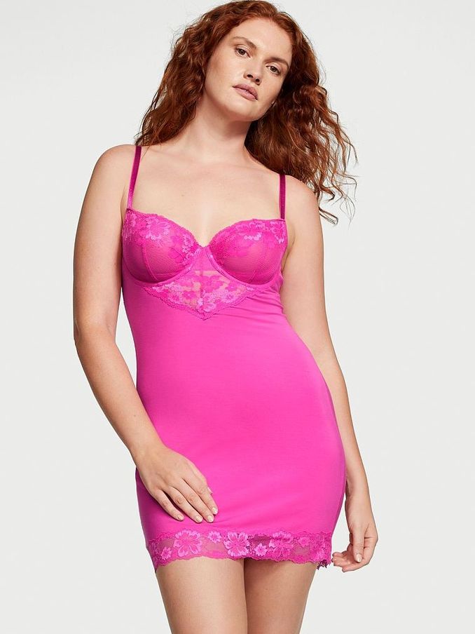 Fuchsia Frenzy Pink Modal Slip Dress (K65229) | £24