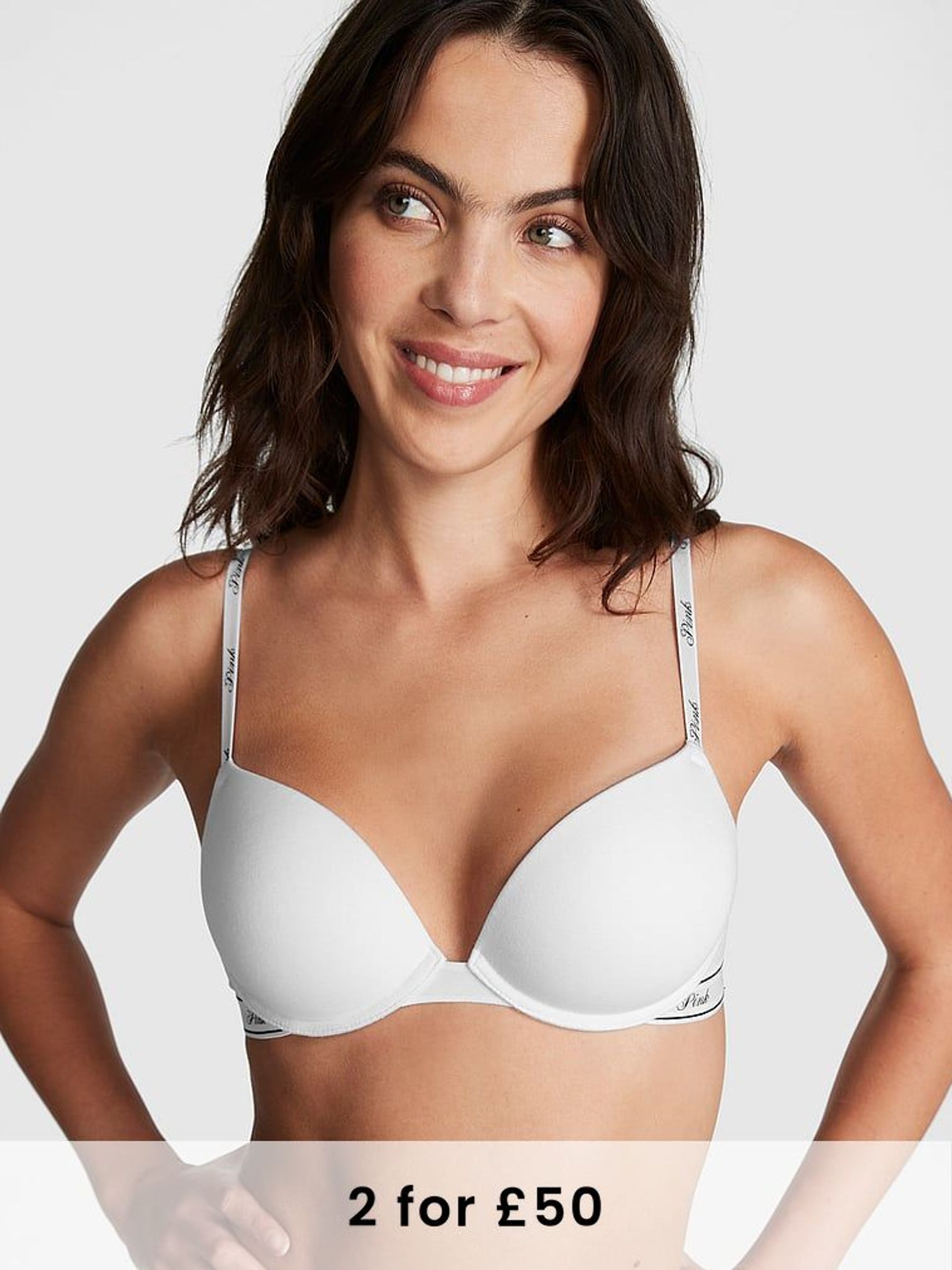 White Super Push Up Cotton Logo Bra (K66176) | £29