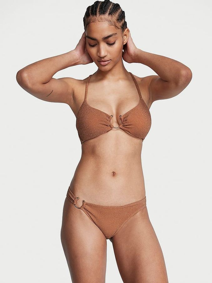 Toasted Sugar Brown Cheeky Shimmer Swim Bikini Bottom (K67305) | £12