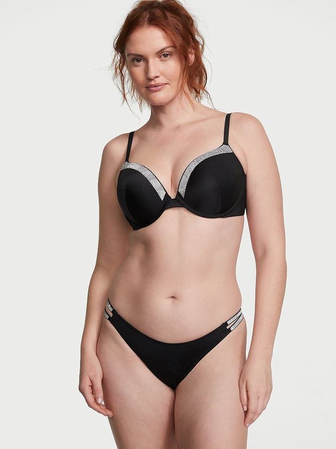 Nero Black Brazilian Shine Strap Swim Bikini Bottom (K67653) | £14