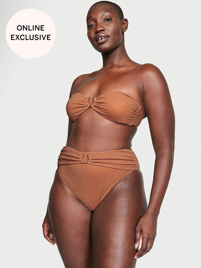 Toasted Sugar Brown Strapless Shimmer Swim Bikini Top (K67659) | £19