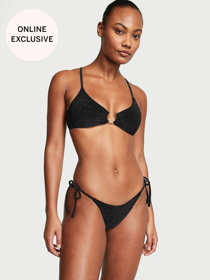 Nero Black Brazilian Shimmer Swim Bikini Bottom (K67673) | £12