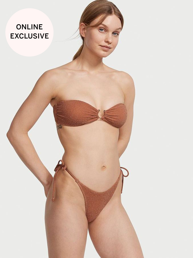Toasted Sugar Brown Brazilian Shimmer Swim Bikini Bottom (K67674) | £12