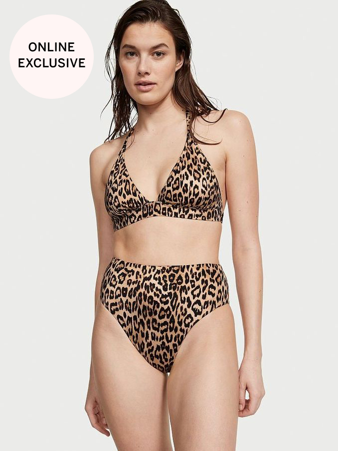 Leopard High Waisted Swim Bikini Bottom (K68501) | £12