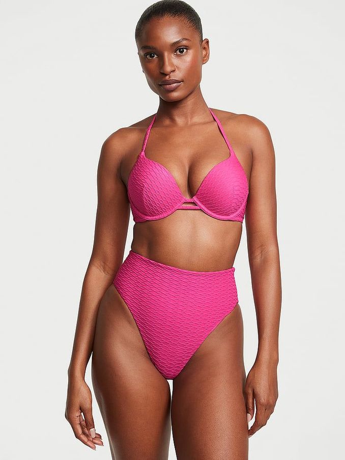 Forever Pink Fishnet High Waisted Swim Bikini Bottom (K68511) | £12