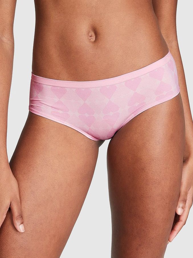 Pink Bubble Heart Jaquard Seamless Hipster Knickers (K68557) | £4